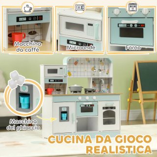 Cucina Giocattolo Bambini 3+ Anni in Legno Bianco