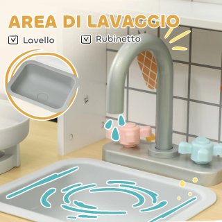 Cucina Giocattolo Bambini 3+ Anni in Legno Bianco