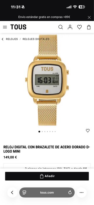 Reloj Tous Digital Acero Dorado Logo Mini