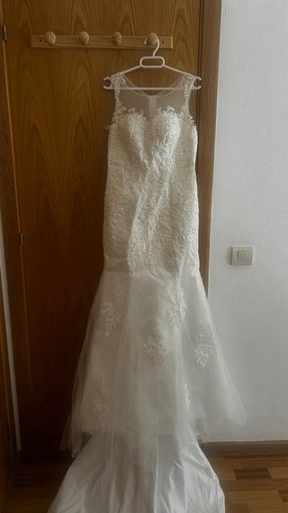 Vestido de Novia Blanco Encaje y Lentejuelas