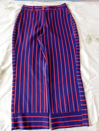 Pantaloni donna righe blu e rosse