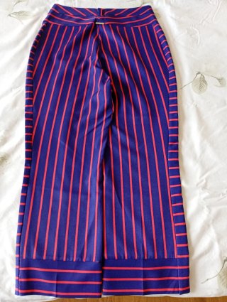 Pantaloni donna righe blu e rosse