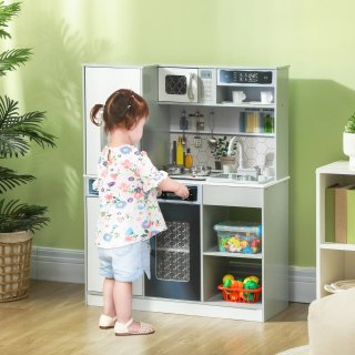 Set Cucina Giocattolo in Legno con Fornello Bianco