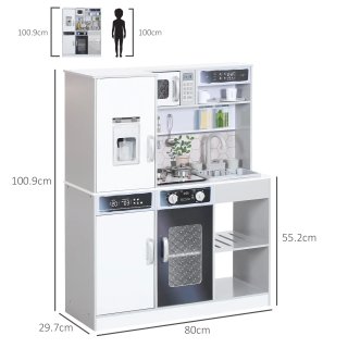 Set Cucina Giocattolo in Legno con Fornello Bianco