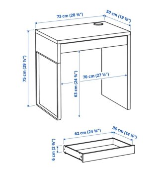 Mesa de escritorio blanca con cajón