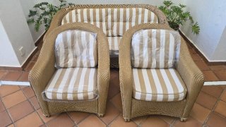Set de jardín mimbre y cristal