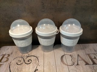 Set 3 Bicchieri Barattoli Plastica