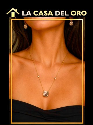 Conjunto pendientes y gargantilla oro 18k.