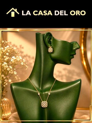 Conjunto pendientes y gargantilla oro 18k.