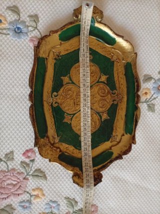 Vassoio vintage Barocco Fiorentino intarsio legno