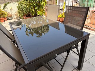 Conjunto Mesa y Sillas Jardín Reclinables