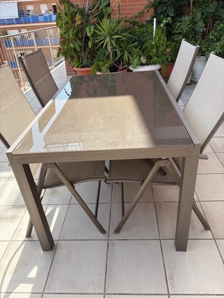Conjunto Mesa y Sillas Jardín Reclinables