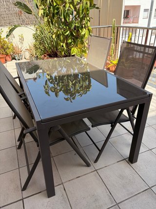 Conjunto Mesa y Sillas Jardín Reclinables