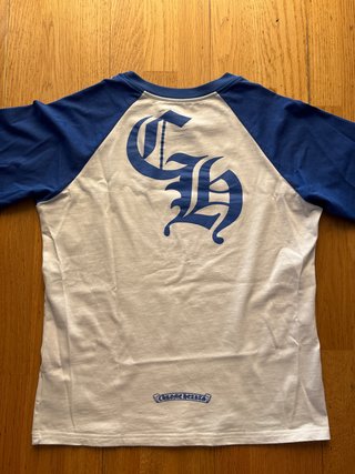 Chrome Hearts Camiseta Manga Larga Azul y Blanca