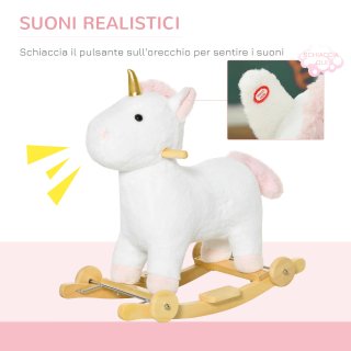 Cavallo a Dondolo per Bambini a Unicorno Bianco