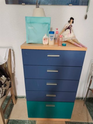 Escritorio juvenil con estantería camas, mesa esc