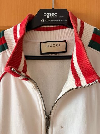 Sudadera Gucci Original Blanca Rayas Verdes