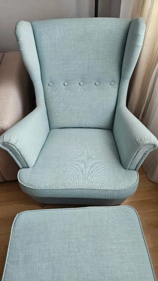 IKEA STRANDMON sillón orejero turquesa verde azul