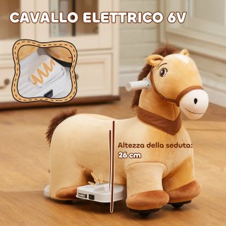 Cavallo Cavalcabile Elettrico 6V Bambini Marrone