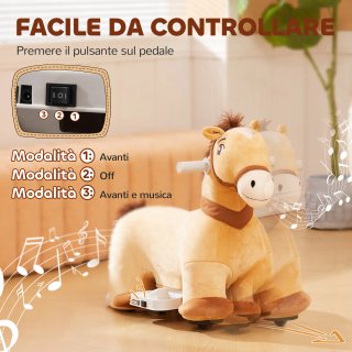 Cavallo Cavalcabile Elettrico 6V Bambini Marrone
