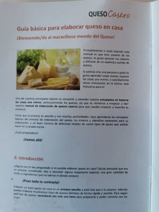 Kit para elaboración de queso casero.