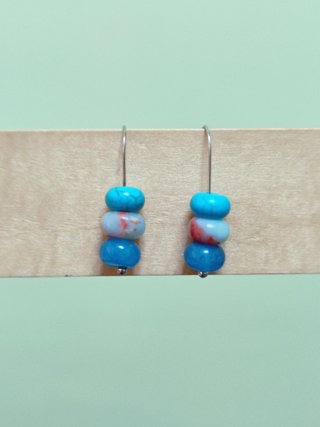 Pendientes colgantes con minerales en tono azul