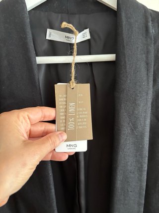 Americana Mango Lino Negra Talla M