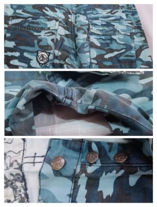 Calças camufladas azul - vintage pico streetwear