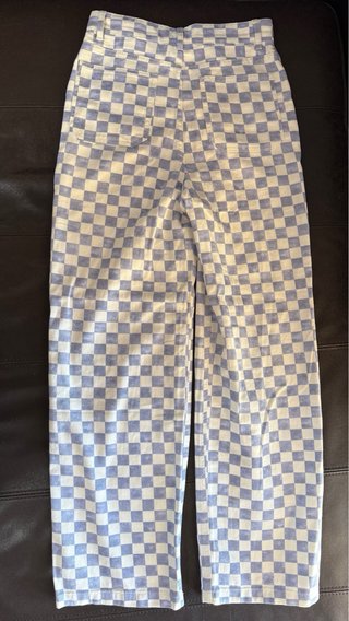 Pantalón Monki cuadros azul y blanco