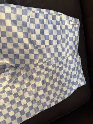 Pantalón Monki cuadros azul y blanco