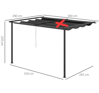 Pérgola de pared negra sin techo Retráctil