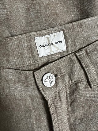 Pantaloni Calvin Klein Lino Camel Taglia M