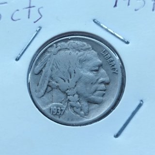 Icónico "nickel" 5 centavos Indian Head 1937
