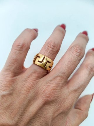 Anillo Oro 18kt grecas caladas