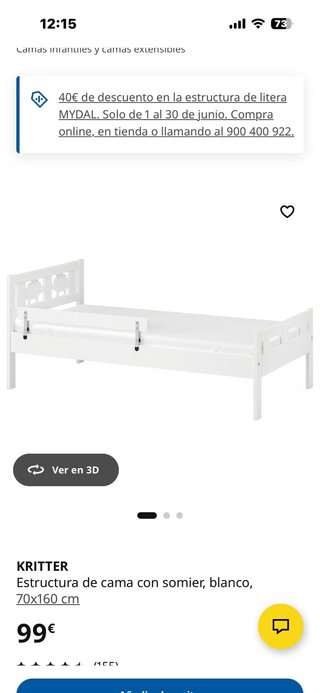 Cama infantil KRITTER 70x160 cm