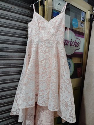 Vestido fiesta encaje rosa T.38