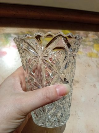 Vaso in vetro decorato h 14 cm