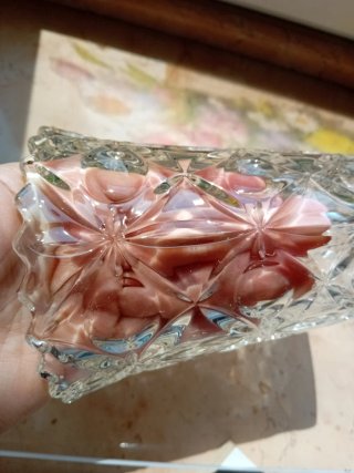 Vaso in vetro decorato h 14 cm