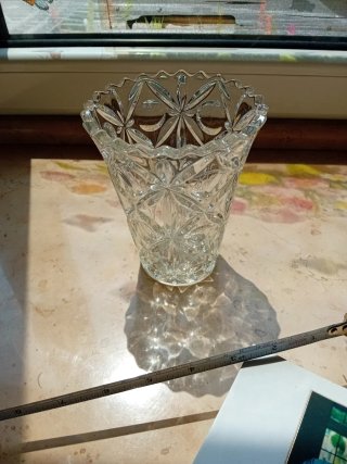 Vaso in vetro decorato h 14 cm