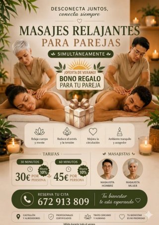 Masaje relajante y descontracturante (OFERTAS%)
