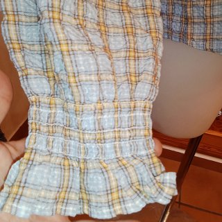 Blusa Springfield cuadros volantes bordado