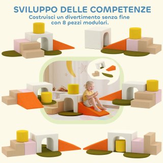 Set 8 Costruzioni Morbide per Bambini 0-3 Anni