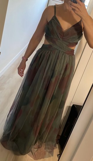 Vestido tirantes estampado verde