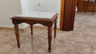 Mesita de salón madera y mármol