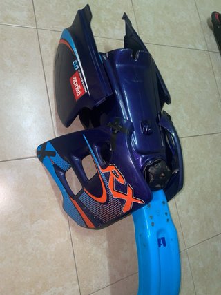 Máscara de hockey RX azul y naranja