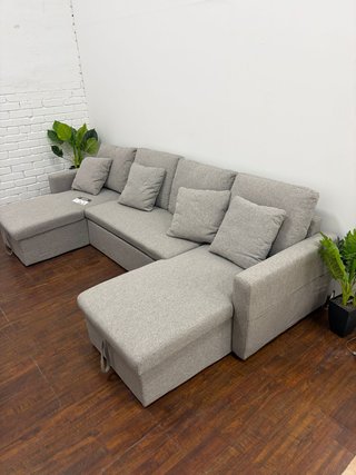 SOFÁ CAMA CHAISELONGUE + DOBLE ARCÓN GRIS 287cm