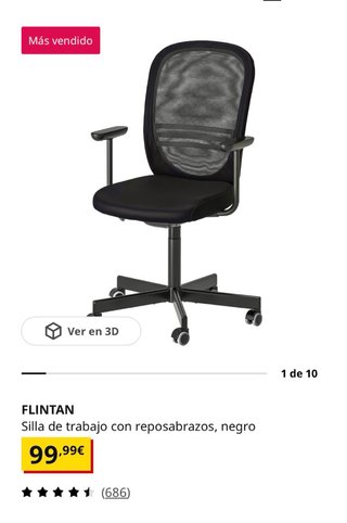 Silla de oficina Ikea Flintan con reposabrazos