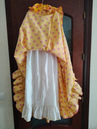 Traje gitana color albero y lunares  fucsia talla8