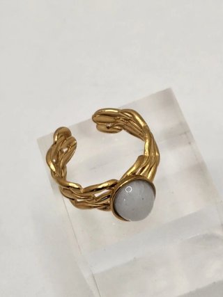 Anillo Acero Quirúrgico Baño Oro Ajustable
