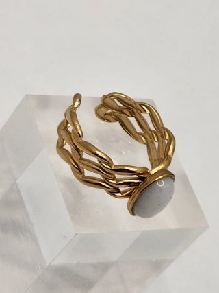 Anillo Acero Quirúrgico Baño Oro Ajustable
